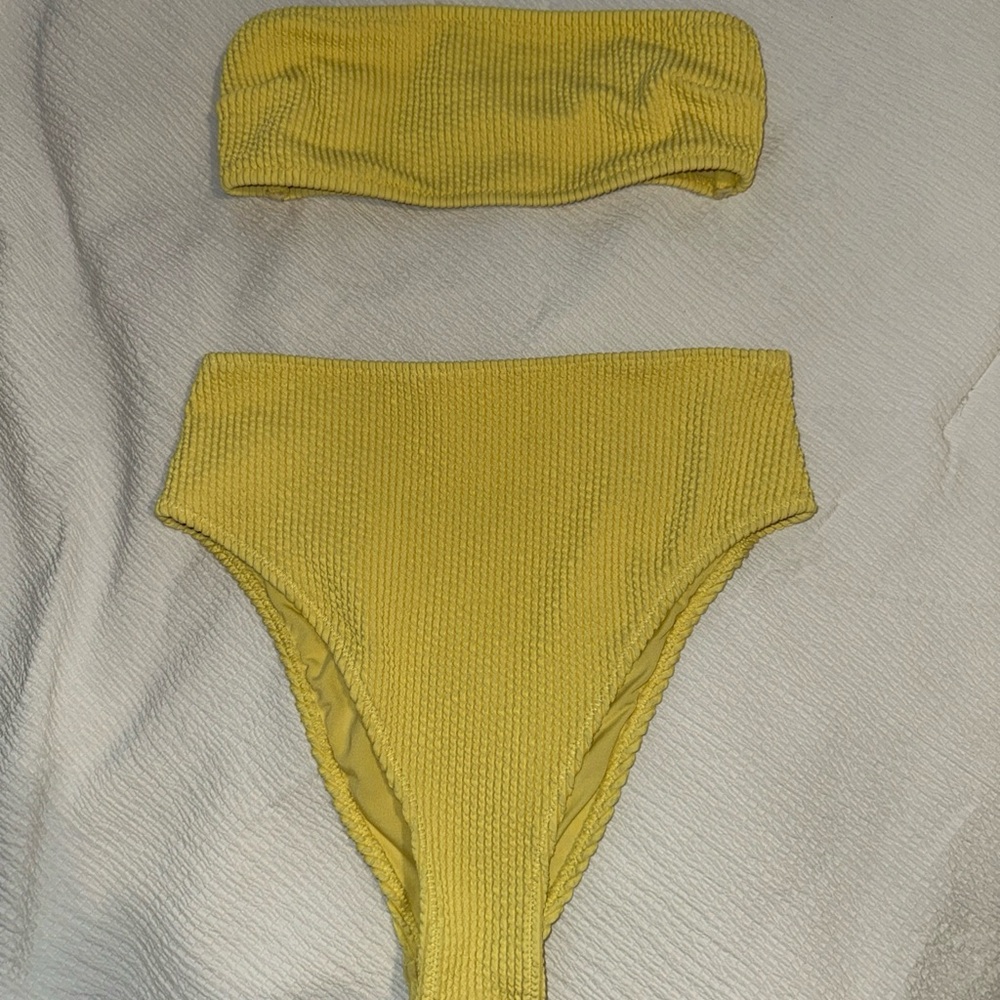 Yellow Ribbed Bikini Set